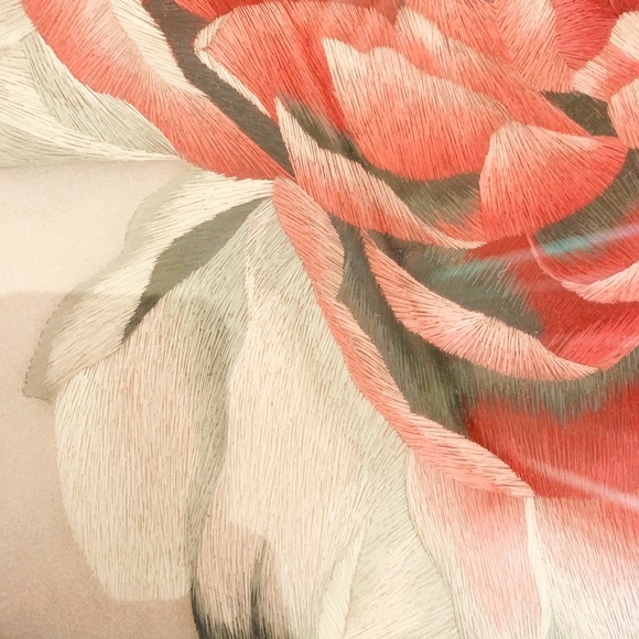 Silk Hand Embroidery Pink Peony Art - Picture 5 of 9